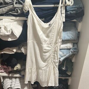 Elegant White Ruched Dress